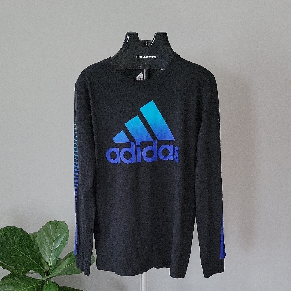 Adidas Boys' Black Shirt with Blue Logo